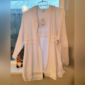 NWT JJill white fringe Hoodie - size 2x